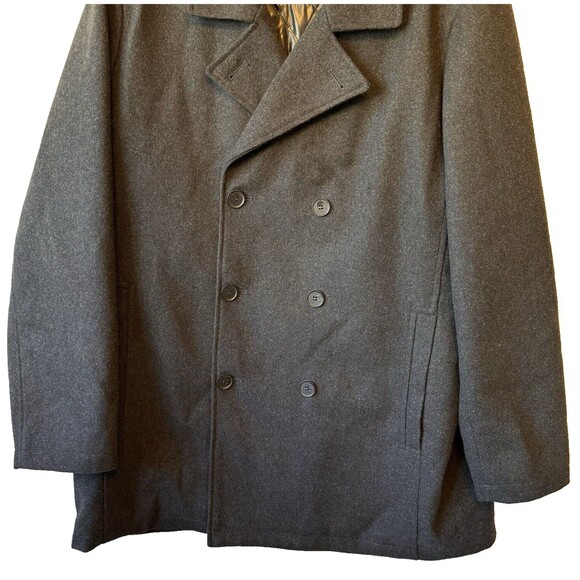 Tahari Coat Women's Size XL Wool Blend Pea Coat Lined Pockets Dark‎ Gray Black - Picture 3 of 14